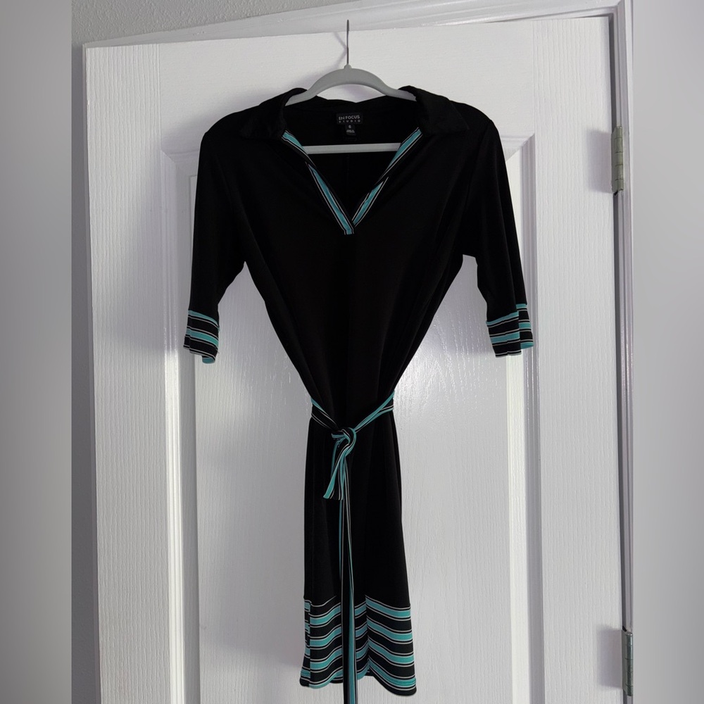 Express Black and Blue Resort Sheath Dress